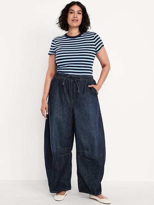 Image number 4 showing, High-Waisted Pull-On Barrel Jeans