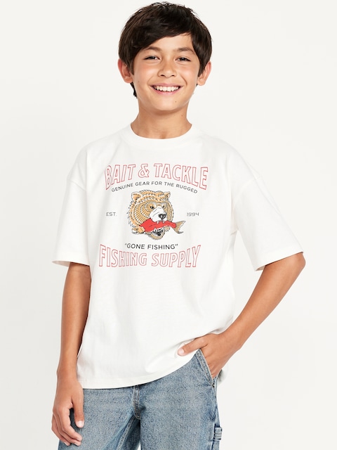 Oversized Short-Sleeve Graphic T-Shirt for Boys - White