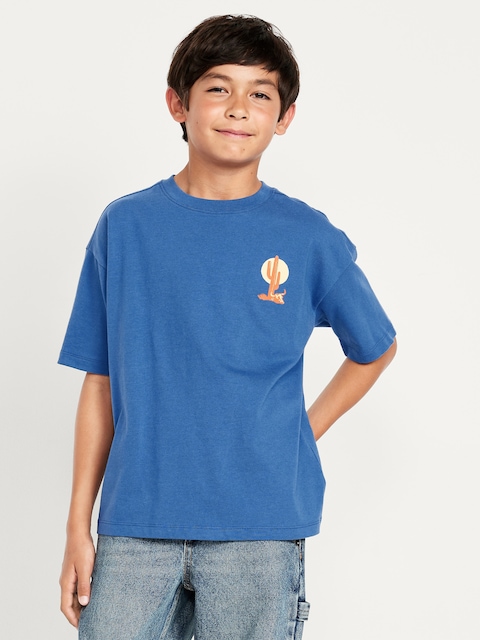 Oversized Short-Sleeve Graphic T-Shirt for Boys - Blue