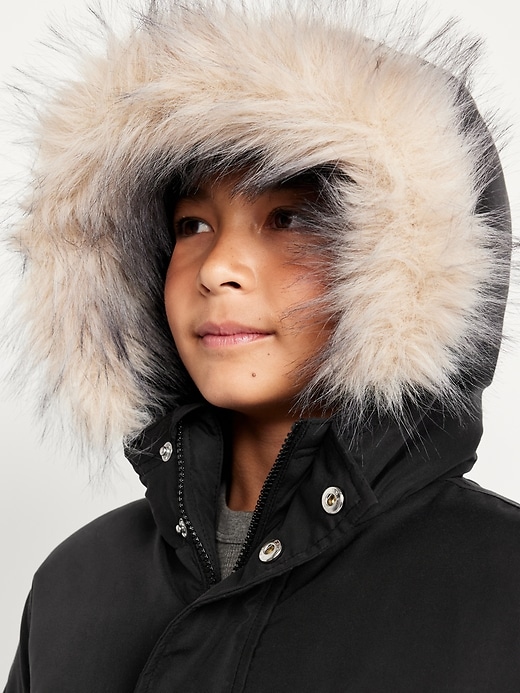 Image number 3 showing, Water-Resistant Faux-Fur Hooded Parka Jacket for Boys