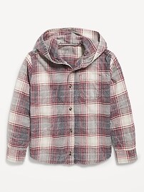 Image number 2 showing, Long-Sleeve Plaid Hooded Shirt for Boys