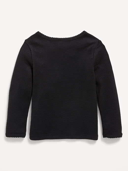 View large product image 2 of 2. Cozy Long-Sleeve Waffle-Knit T-Shirt for Toddler Girls