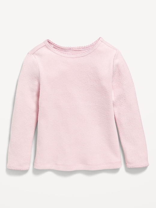 Image number 1 showing, Cozy Long-Sleeve Waffle-Knit T-Shirt for Toddler Girls