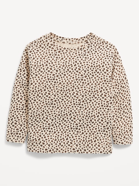 Printed Long-Sleeve T-Shirt for Toddler Girls - Brown Leopard