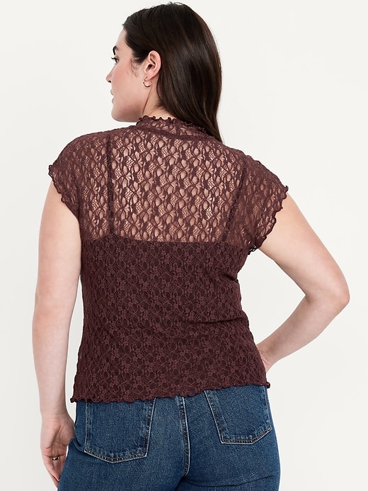 Image number 5 showing, Mock-Neck Lace Top