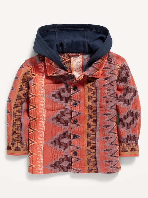 Image number 1 showing, Button-Front Hooded Shirt for Toddler Boys
