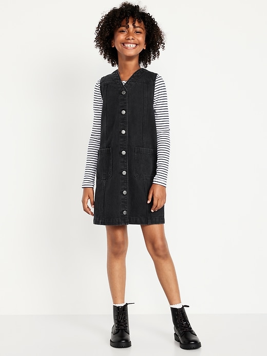 View large product image 1 of 3. Sleeveless Pocket Jean Dress for Girls