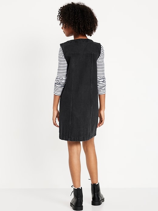 View large product image 2 of 3. Sleeveless Pocket Jean Dress for Girls