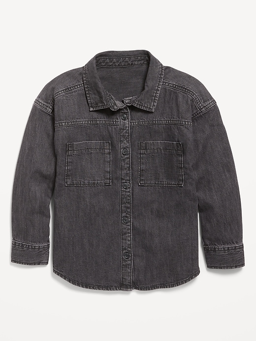 View large product image 1 of 3. Oversized Pocket Jean Top for Girls