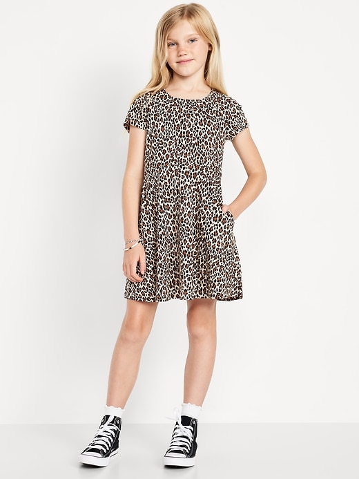 View large product image 1 of 3. Printed Short-Sleeve Fit and Flare Dress for Girls