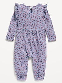 Image number 2 showing, Long-Sleeve Ruffle-Trim Ribbed Jumpsuit for Baby