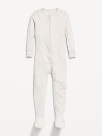 Image number 1 showing, Snug-Fit 2-Way-Zip Ribbed Pajama One-Piece for Toddler & Baby