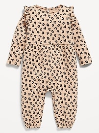 Image number 1 showing, Long-Sleeve Ruffle-Trim Ribbed Jumpsuit for Baby