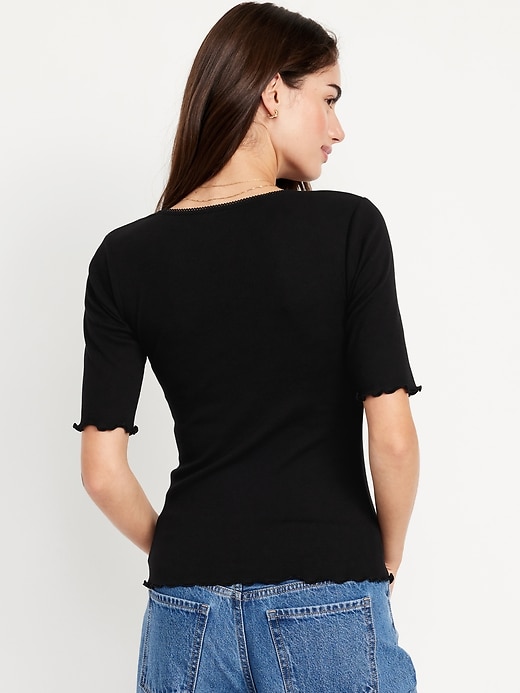 Image number 2 showing, Ruffle-Trim Ribbed Top