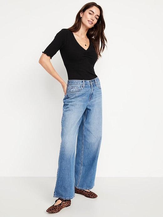 Image number 3 showing, Ruffle-Trim Ribbed Top