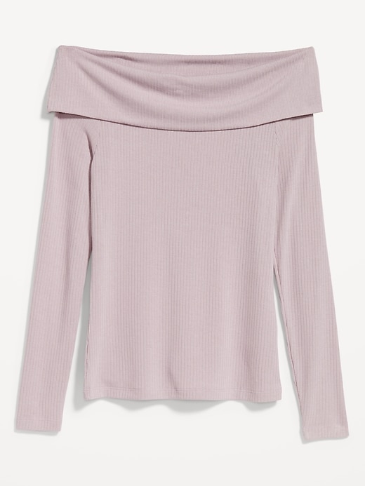 Image number 8 showing, Off-Shoulder Long-Sleeve Ribbed Top