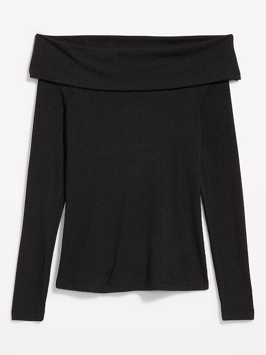 Image number 8 showing, Off-Shoulder Long-Sleeve Ribbed Top