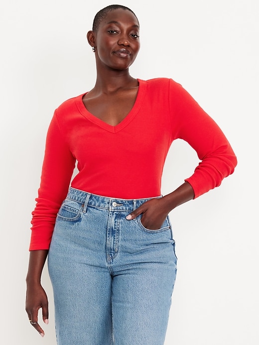 Image number 4 showing, Long-Sleeve Cozy V-Neck Top