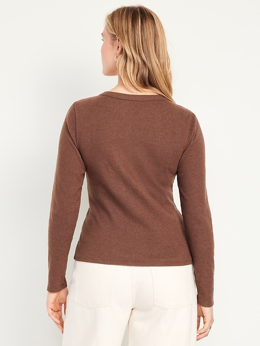 Image number 5 showing, Long-Sleeve Cozy V-Neck Top