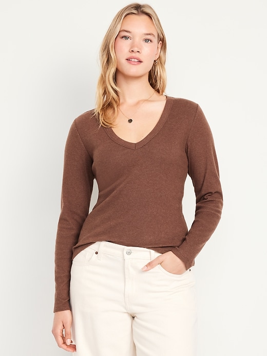 Image number 4 showing, Long-Sleeve Cozy V-Neck Top