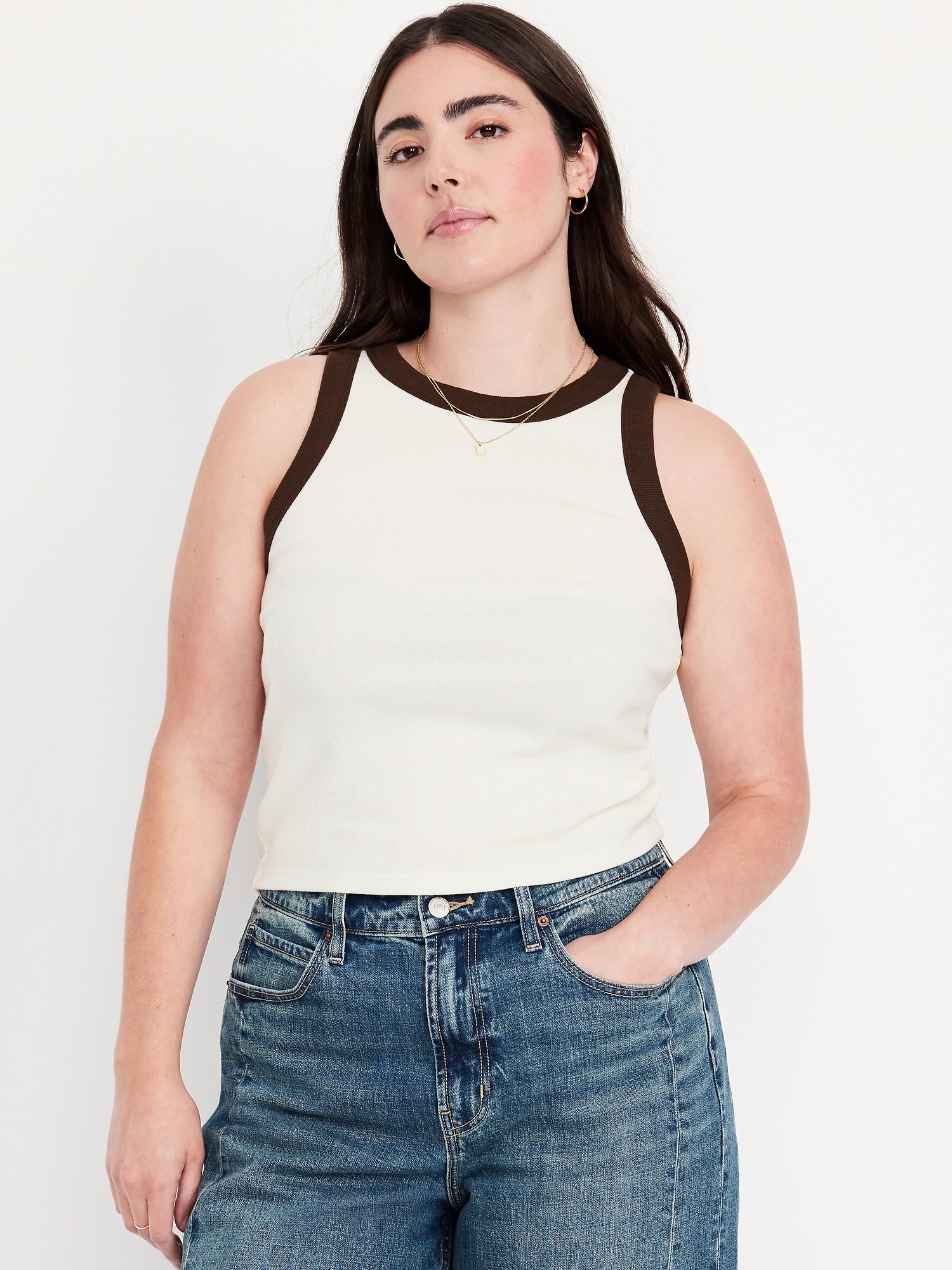 Snug High-Neck Tank Top
