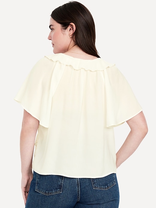 Image number 6 showing, Satin Ruffle Tie-Front Top