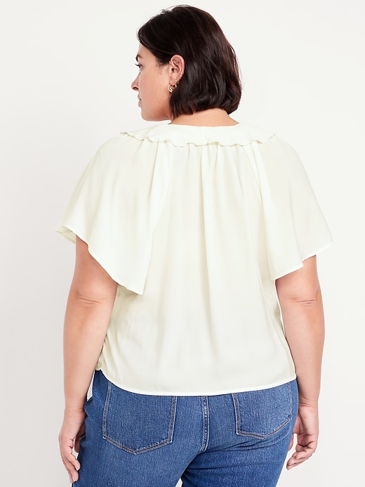 Image number 8 showing, Satin Ruffle Tie-Front Top