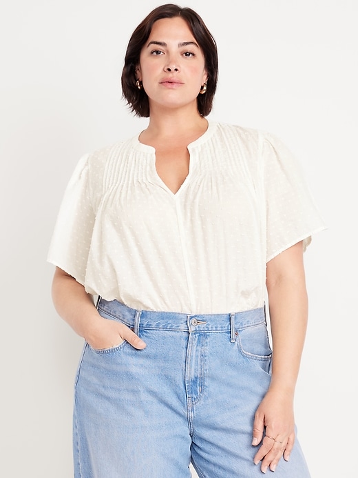 Image number 7 showing, Flutter-Sleeve Swiss Dot Top