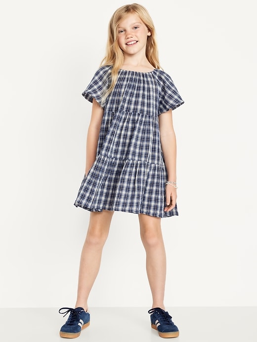 View large product image 1 of 3. Printed Flutter-Sleeve Double-Weave Tiered Swing Dress for Girls