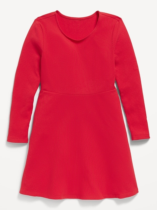 Image number 3 showing, Long-Sleeve Ribbed Fit and Flare Dress for Girls