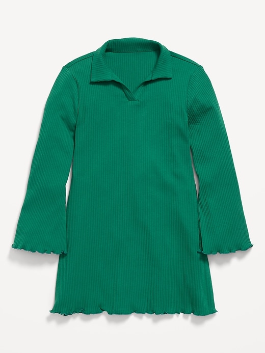 Image number 3 showing, Long-Sleeve Fit and Flare Ribbed Polo Dress for Girls
