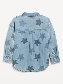 View large product image 3 of 3. Printed Oversized Pocket Jean Top for Girls