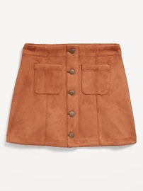 Image number 4 showing, Faux-Suede Button-Front Skirt for Girls