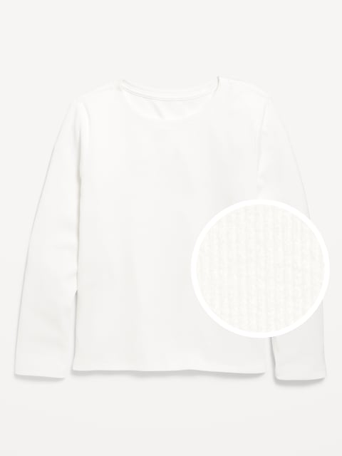 Softest Long-Sleeve Ribbed T-Shirt for Girls - Calla Lily White
