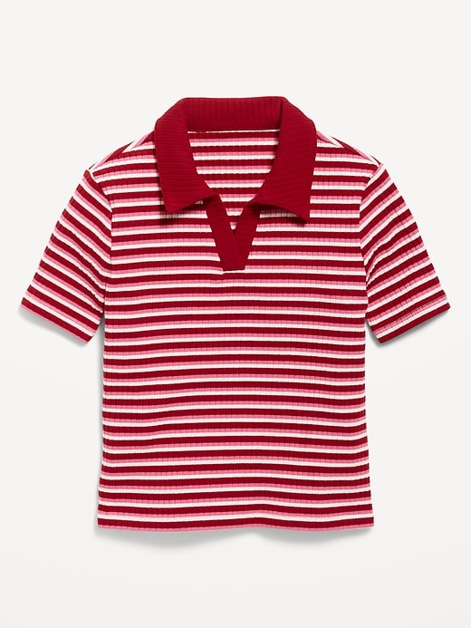 Image number 2 showing, Short-Sleeve Fitted Collared Top for Girls