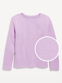 Image number 1 showing, Softest Long-Sleeve Ribbed T-Shirt for Girls