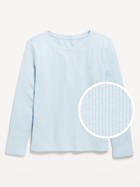 Softest Long-Sleeve Ribbed T-Shirt for Girls - Rock Pool