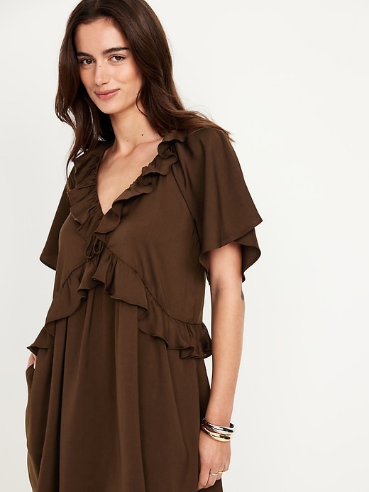 Image number 3 showing, Satin Ruffle Mini Dress
