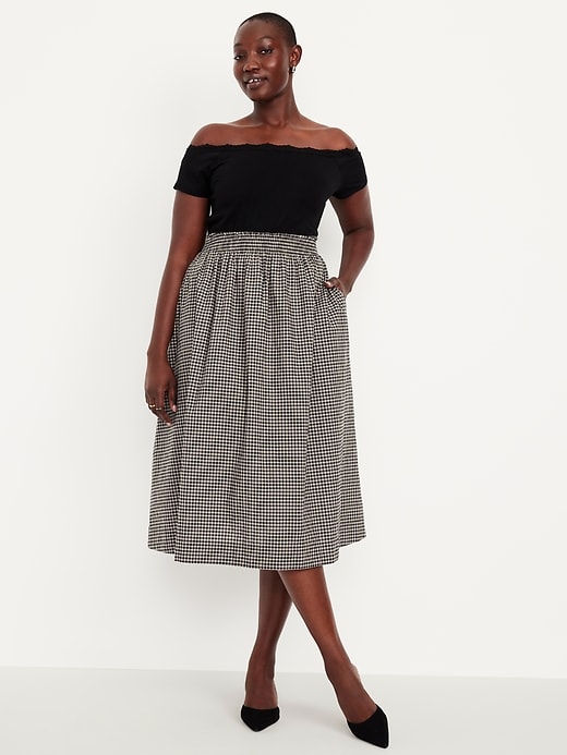 Image number 4 showing, Smocked-Waist Plaid Midi Skirt