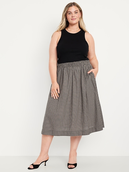 Image number 6 showing, Smocked-Waist Plaid Midi Skirt