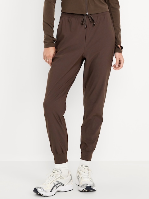 Pantalon de jogging Tech Élégant à taille haute - Brun