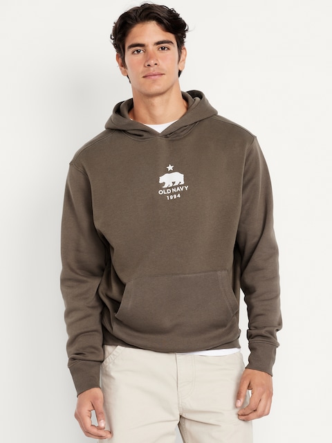Oversized Logo Pullover Hoodie for Men - Elkhorn