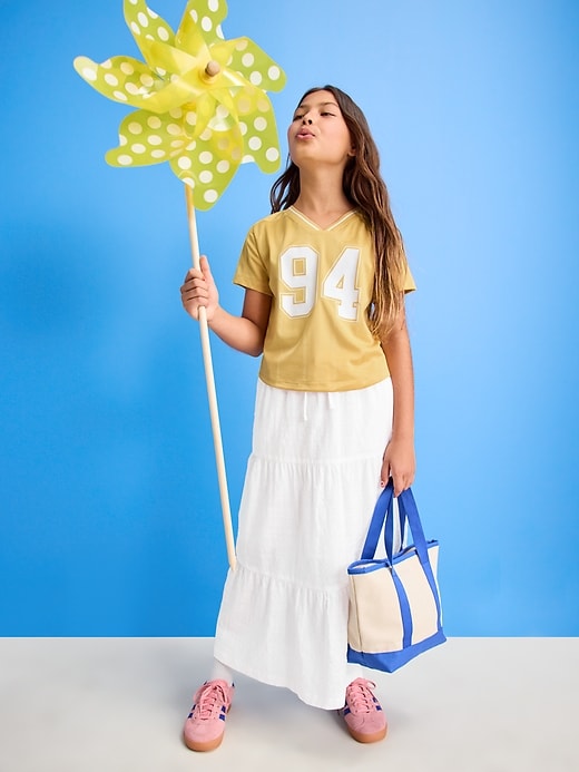 View large product image 1 of 5. Printed Tiered Swing Midi Skirt for Girls