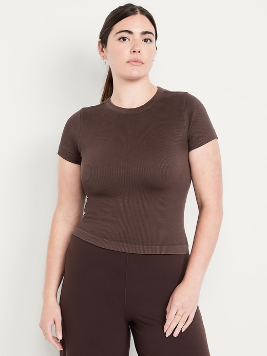 Image number 3 showing, Exhale Seamless Fitted Rib T-Shirt
