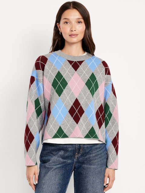 SoSoft Cropped Argyle Sweater