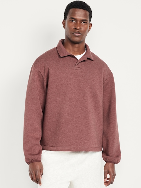 Bounce Fleece Oversized Polo Sweatshirt - Oxblood