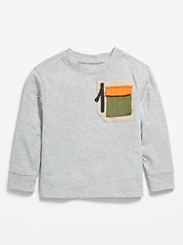 Image number 1 showing, Oversized Long-Sleeve Utility Pocket T-Shirt for Toddler Boys