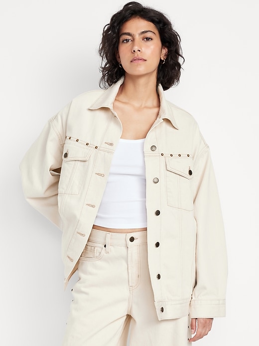 Image number 1 showing, Oversized Studded Jean Jacket