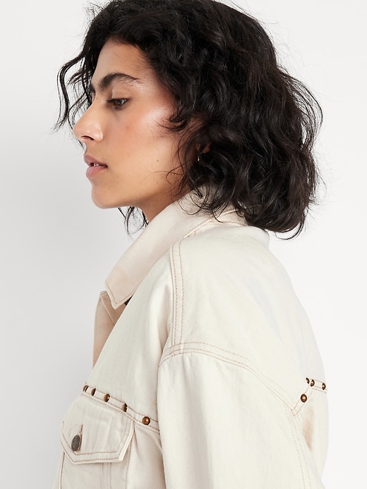 Image number 4 showing, Oversized Studded Jean Jacket