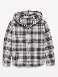 Image number 2 showing, Long-Sleeve Plaid Hooded Shirt for Boys